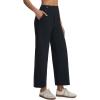 image:imagebaleaf Womens Wide Leg Yoga Pants 28 Dress Work Pants with Pockets Stretch High Waist Casual PantsBlack