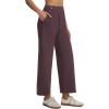 image:imagebaleaf Womens Wide Leg Yoga Pants 28 Dress Work Pants with Pockets Stretch High Waist Casual PantsDark Brown