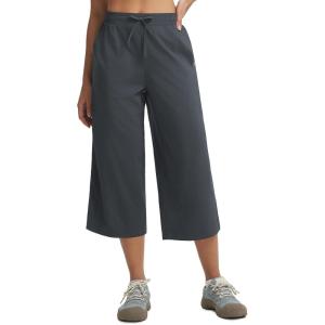 image:imagebaleaf 22 Wide Leg Pants for Women Capri Sweatpants Pant Cropped Lightweight Quick Dry Petite Pant with Pockets Loose FitDark Gray