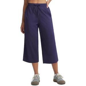 image:imagebaleaf 22 Wide Leg Pants for Women Capri Sweatpants Pant Cropped Lightweight Quick Dry Petite Pant with Pockets Loose FitNavy Blue