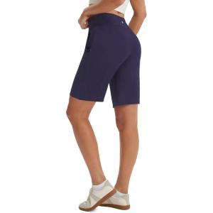 image:imagebaleaf 9 Womens Bermuda Shorts Knee Length High Waisted Long Shorts with Pockets Golf Walking Athletic Running CasualNavy Blue