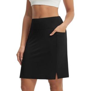 image:imagebaleaf Womens 20 Knee Length Skorts with 4 Pockets Golf Skort for Women UPF50 High Waisted Athletic Tennis Causal SkirtBlack