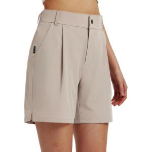 image:imagebaleaf Womens 6 Golf Shorts Stretch Pleated Work Short for Hiking Quick Dry Dressy Casual Summer UPF50Khaki
