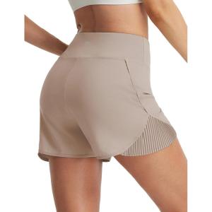 image:imagebaleaf Womens Athletic Running Shorts 3 High Waisted Quick Dry Lightweight Ruffled Workout Gym Shorts with LinerKhaki