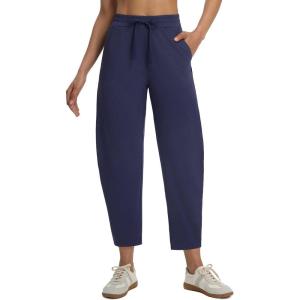 image:imagebaleaf Womens Barrel Pants with Zipper Pockets Drawstring Athletic Pants Elastic Waisted Casual Lounge Work TravelNavy Blue