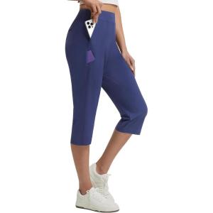 image:imagebaleaf Womens Dressy Capri Pants Stretch with 5 Pockets Golf Capris Work Travel Business Casual UPF 50Navy Blue