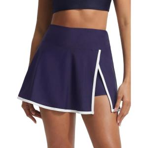 image:imagebaleaf Womens High Waisted 14 Swim Skirts Boxer Liner Quick Dry Tennis Skirt Bathing Suit Split Swimsuit Bottom with PocketNavy Blue