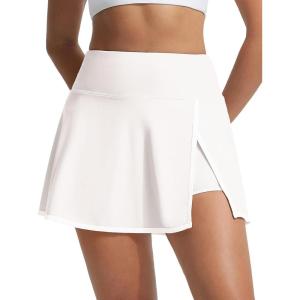 image:imagebaleaf Womens High Waisted 14 Swim Skirts Boxer Liner Quick Dry Tennis Skirt Bathing Suit Split Swimsuit Bottom with PocketStar White