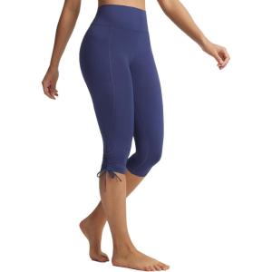 image:imagebaleaf Womens High Waisted Capri Leggings with Pockets Yoga Capris Pants Tummy Control Workout CasualNavy Blue