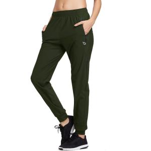 image:imagebaleaf Womens Joggers Running Pants Quick Dry Lightweight Workout with Zipper Pockets Drawstring Hiking Travel GymArmygreenpants