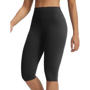 image:imagebaleaf Womens Knee Length Capri Leggings High Waisted with Pocket 14 Yoga Stretch Casual Summer Workout ExerciseBlack