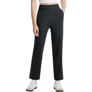 image:imagebaleaf Womens Travel Pants Lightweight Business Casual Work Pants Stretch Petite Ankle Golf Slacks with Pockets UPF50 Black S