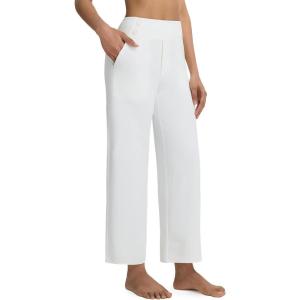 image:imagebaleaf Womens Wide Leg Yoga Pants 28 Dress Work Pants with Pockets Stretch High Waist Casual PantsStar White