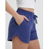 image:imagebaleaf Womens 35 Running Shorts Quick Dry with Zipper Pocket Liner Shorts Gym WorkoutNavy Blue