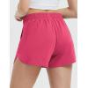 image:imagebaleaf Womens 35 Running Shorts Quick Dry with Zipper Pocket Liner Shorts Gym WorkoutRose Red