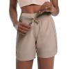 image:imagebaleaf Womens 5 Workout Shorts Athletic Running Shorts High Waisted with Zipper Pocket Gym Quick Dry Hiking SportsKhaki