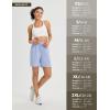 image:imagebaleaf Womens 7 Athletic Shorts Quick Dry Running Workout Lightweight High Waisted Long Shorts with PocketsLight Blue