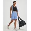 image:imagebaleaf Womens 7 Bermuda Shorts Athletic Running Long Shorts High Waisted with Zipper Pockets Workout Gym Hiking ShortsBlue