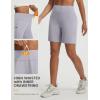 image:imagebaleaf Womens 7 Bermuda Shorts Athletic Running Long Shorts High Waisted with Zipper Pockets Workout Gym Hiking ShortsGrey