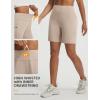 image:imagebaleaf Womens 7 Bermuda Shorts Athletic Running Long Shorts High Waisted with Zipper Pockets Workout Gym Hiking ShortsKhaki