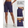 image:imagebaleaf Womens 7 Bermuda Shorts Athletic Running Long Shorts High Waisted with Zipper Pockets Workout Gym Hiking ShortsNavy