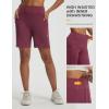 image:imagebaleaf Womens 7 Bermuda Shorts Athletic Running Long Shorts High Waisted with Zipper Pockets Workout Gym Hiking ShortsWine Red
