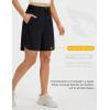 image:imagebaleaf Womens 9 Bermuda Knee Length Athletic Running Long Shorts with Pockets Quick Dry Shorts High Waisted UPF 50Black