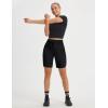 image:imagebaleaf Womens 9 Bermuda Knee Length Athletic Running Long Shorts with Pockets Quick Dry Shorts High Waisted UPF 50Black