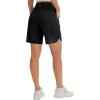 image:imagebaleaf Womens 9 Bermuda Knee Length Athletic Running Long Shorts with Pockets Quick Dry Shorts High Waisted UPF 50Black