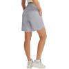 image:imagebaleaf Womens 9 Bermuda Knee Length Athletic Running Long Shorts with Pockets Quick Dry Shorts High Waisted UPF 50Gray