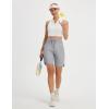 image:imagebaleaf Womens 9 Bermuda Knee Length Athletic Running Long Shorts with Pockets Quick Dry Shorts High Waisted UPF 50Gray