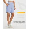 image:imagebaleaf Womens 9 Bermuda Knee Length Athletic Running Long Shorts with Pockets Quick Dry Shorts High Waisted UPF 50Light Blue