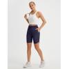 image:imagebaleaf Womens 9 Bermuda Knee Length Athletic Running Long Shorts with Pockets Quick Dry Shorts High Waisted UPF 50Navy Blue