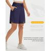image:imagebaleaf Womens 9 Bermuda Knee Length Athletic Running Long Shorts with Pockets Quick Dry Shorts High Waisted UPF 50Navy Blue