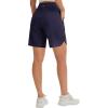 image:imagebaleaf Womens 9 Bermuda Knee Length Athletic Running Long Shorts with Pockets Quick Dry Shorts High Waisted UPF 50Navy Blue