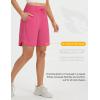 image:imagebaleaf Womens 9 Bermuda Knee Length Athletic Running Long Shorts with Pockets Quick Dry Shorts High Waisted UPF 50Pink