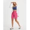 image:imagebaleaf Womens 9 Bermuda Knee Length Athletic Running Long Shorts with Pockets Quick Dry Shorts High Waisted UPF 50Pink