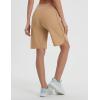 image:imagebaleaf Womens Bermuda Long Shorts 9 Knee Length Athletic Running Shorts with Zip Pockets Stretch Loose Summer UPF 50Brown