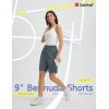image:imagebaleaf Womens Bermuda Long Shorts 9 Knee Length Athletic Running Shorts with Zip Pockets Stretch Loose Summer UPF 50Dark Gray