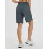 image:imagebaleaf Womens Bermuda Long Shorts 9 Knee Length Athletic Running Shorts with Zip Pockets Stretch Loose Summer UPF 50Dark Gray