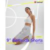 image:imagebaleaf Womens Bermuda Long Shorts 9 Knee Length Athletic Running Shorts with Zip Pockets Stretch Loose Summer UPF 50Gray