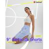 image:imagebaleaf Womens Bermuda Long Shorts 9 Knee Length Athletic Running Shorts with Zip Pockets Stretch Loose Summer UPF 50Light Blue