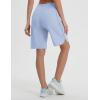 image:imagebaleaf Womens Bermuda Long Shorts 9 Knee Length Athletic Running Shorts with Zip Pockets Stretch Loose Summer UPF 50Light Blue