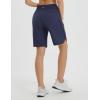 image:imagebaleaf Womens Bermuda Long Shorts 9 Knee Length Athletic Running Shorts with Zip Pockets Stretch Loose Summer UPF 50Navy Blue