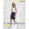 image:imagebaleaf Womens Bermuda Long Shorts 9 Knee Length Athletic Running Shorts with Zip Pockets Stretch Loose Summer UPF 50Navy Blue