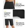image:imagebaleaf Womens Bermuda Shorts 12 Long Knee Length Running Athletic High Waist Zipper Pocket Quick Dry Loose FitBlack