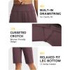image:imagebaleaf Womens Bermuda Shorts 12 Long Knee Length Running Athletic High Waist Zipper Pocket Quick Dry Loose FitDark Brown
