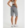 image:imagebaleaf Womens Bermuda Shorts 12 Long Knee Length Running Athletic High Waist Zipper Pocket Quick Dry Loose FitDark Gray