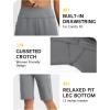 image:imagebaleaf Womens Bermuda Shorts 12 Long Knee Length Running Athletic High Waist Zipper Pocket Quick Dry Loose FitDark Gray