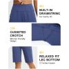 image:imagebaleaf Womens Bermuda Shorts 12 Long Knee Length Running Athletic High Waist Zipper Pocket Quick Dry Loose FitNavy Blue